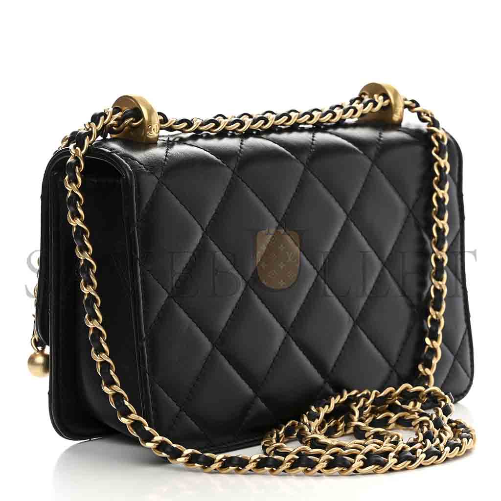 Ch*el master calfskin quilted mini perfect fit flap black (19*12*8cm)